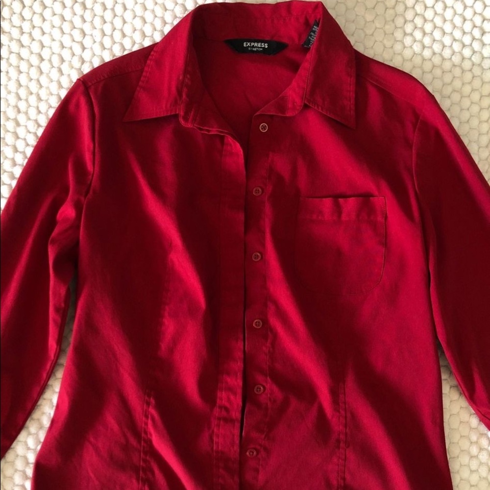 Red express button down - Picture 2 of 3